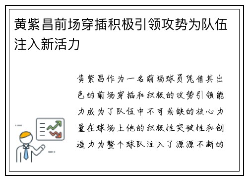 黄紫昌前场穿插积极引领攻势为队伍注入新活力 黄紫昌前场穿插积极引领攻势为队伍注入新活力